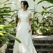 Sheer Neckline Fabric Carried to Sleeves