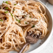 Linguine With Miso Butter, Shiitake Mushrooms, and Spinach