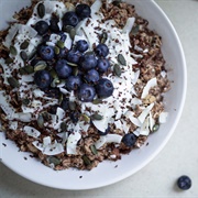 Blueberries With Chocolate, Oats, Sesame, Hemp Seeds