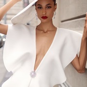 Ultra-Deep V-Neck With Brooch