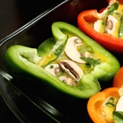 Scrambled Egg Stuffed Green Bell Pepper