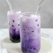 Grape Boba Tea With Butterscotch Boba
