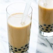 Horchata Boba Tea With Cucumber Boba