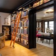 Bookshelves With Rolling Ladder