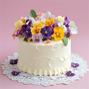 Cake Decorated With Pansies