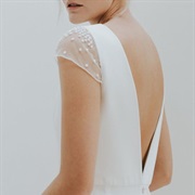 Embellished Sheer Cap Sleeves