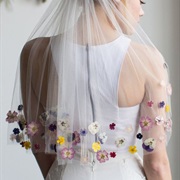 Veil Decorated With Dried Flowers