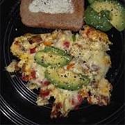 Whole Wheat Bread With Scrambled Eggs and Sweet and Sticky BBQ Sauce