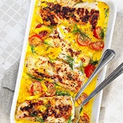 Dill Baked Cod With Fennel, Saffron and Tomatoes
