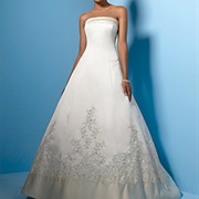 Appliques Trailing Up From Bottom of Dress Only