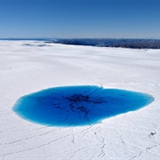 Blue Lakes in Greenland Ice Sheet