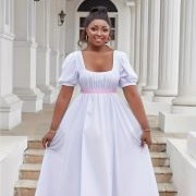 Colored Ribbon Waist on Wedding Dress