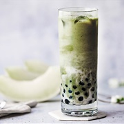 Honeydew Boba Tea With Mango Boba