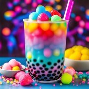 Tutti Frutti Boba Tea With Cucumber Boba