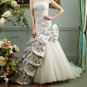 Decorated, Tiered Ruffle Overskirt on One Side