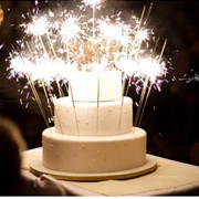 Wedding Cake With Sparklers
