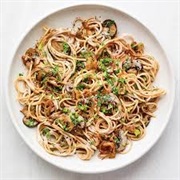 Sauteed Mushroom and Onion Spaghetti