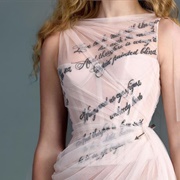 Words Printed on Fabric of Dress