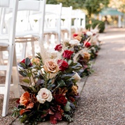 Flower-Lined Wedding Aisle