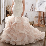 Horsehair-Edged Ruffles on Wedding Dress