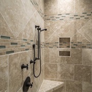 Mosaic Style Tile Accents in Bathroom
