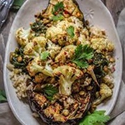 Gochujang Roasted Cauliflower With Cavolo Nero, Korean Spicy Sauce, Ginger Rice and Quinoa