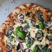 Ham Mushroom and Garlic Spinach Pizza