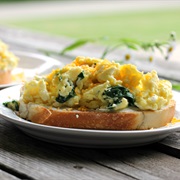 Rye Bread With Scrambled Eggs and Parmesan