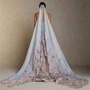 Multi-Color Flowers on Colored Background for Veil