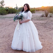 Elbow-Length Sleeves on Wedding Gown