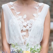 Cut-Out Appliques Dress With Sheer Top Layer
