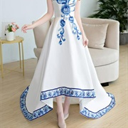 Patterned Border Around Hem of Gown