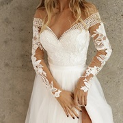 Off-Shoulder Lace Straps to Illusion Lace Sleeves