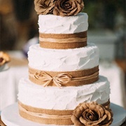 Wedding Cake With Raffia Ribbon