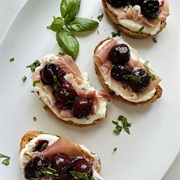 Whipped Ricotta and Balsamic Cherry Crostini