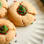 Christmas Tree Peanut Butter Blossom Cookie
