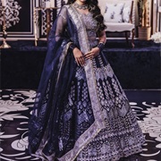 Silver Zari Work on Wedding Dress