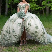 Ballgown Skirt, Inverted V Opening in Front