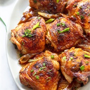 Glazed Chicken Thighs With Garlic, Ginger, and Scallions