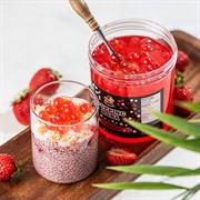 Strawberry Boba Tea With Cherry Boba