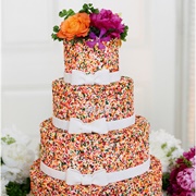 Wedding Cake Decorated With Sprinkles