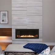 Linear Fireplace in Bedroom