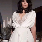 Fitted Bodice With Draped Shoulder Straps Over