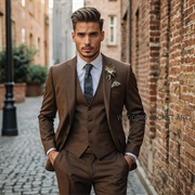 Brown Suit at Wedding
