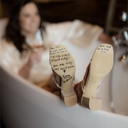 Writing on Bottom of Bride's Shoes