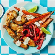 Wings With Sweet Potato Wedges
