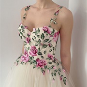 Colored Flower Straps on Wedding Dress