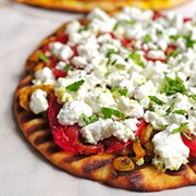 Naan With Goat Cheese Spread and Dates