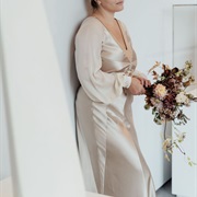 Mix of Matte and Shiny Fabrics in Dress