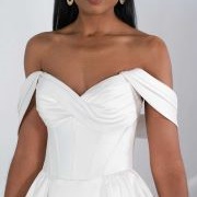Draped Off-Shoulder Neckline With Folded-Over Straps